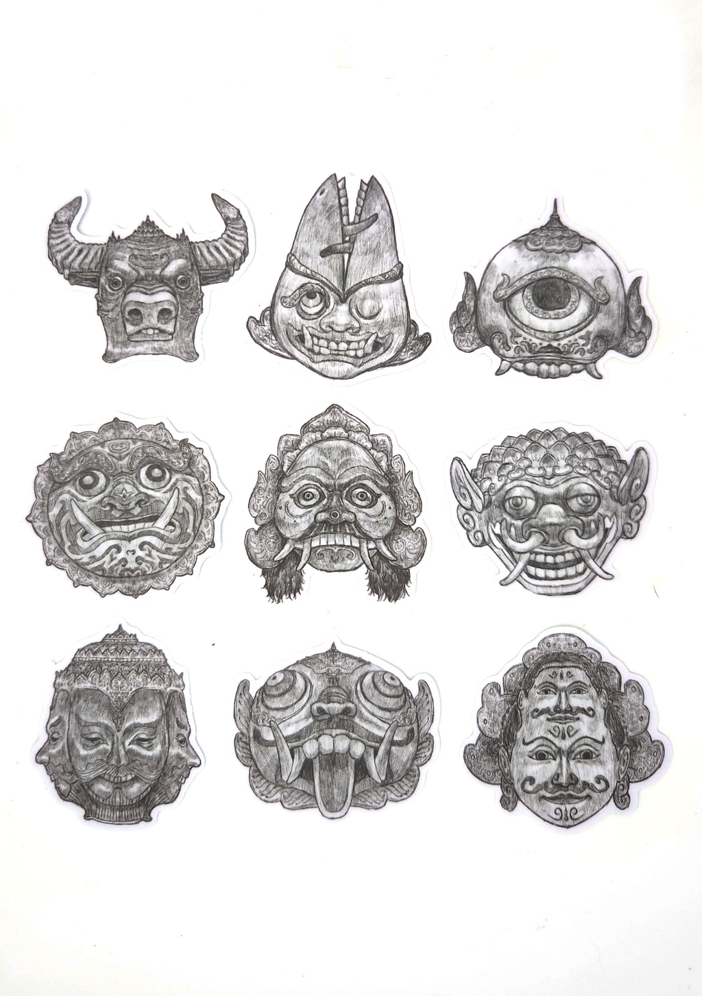 9 Masks Sticker Set